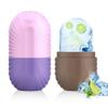 2pcs Ice Roller for Face and Eye, Silicone Ice Facial Roller Ice Holder, Face Ice Mold Skin Care, Face Icers Reusable Ice Cube Roller for Shrink Pores Anti Wrinkle Reduce Puffiness, Purple Brown view 1
