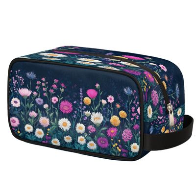 GeMeFv Red White Yellow Daisy Wildflowers Toiletry Bag Hanging Cosmetic Bag Portable Travel Makeup Bag Large Capacity Shaving Bag for Men Women