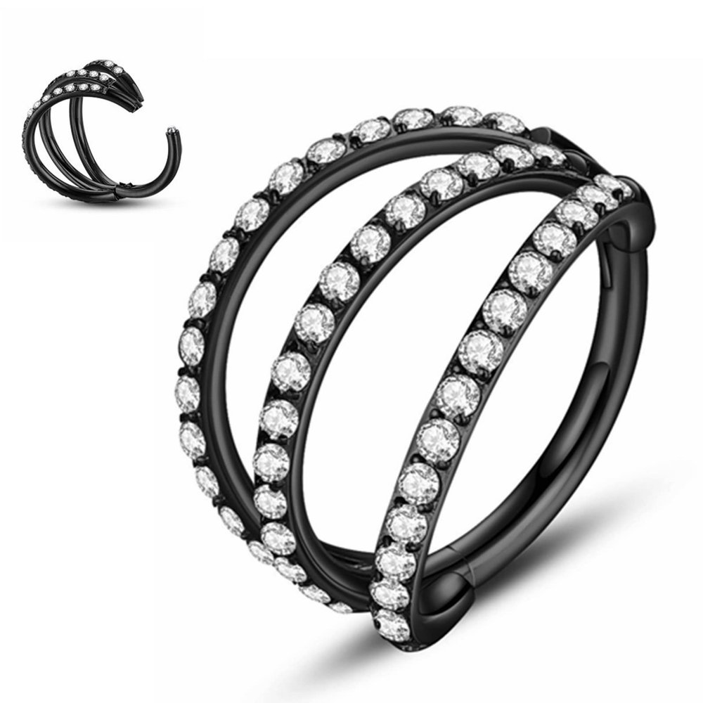 20G 18G 16G 14G Single/Double Hoop Stainless-Steel Seamless-Hinged-Piercing Segment-Clicker Nose-Ring-Hoop : Diameter 6mm 8mm 10mm 12mm ilage s