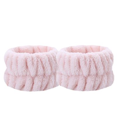 Face Wash Wristbands 50PCS Wrist Washband Wrist Wash Towel Band Wristband Wash Face Absorbent Wrist Sweatband Women Headband(Light Pink)