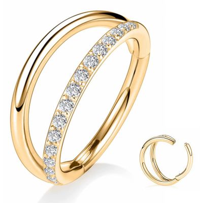 20G 18G 16G 14G Single/Double Hoop Stainless-Steel Seamless-Hinged-Piercing Segment-Clicker Nose-Ring-Hoop : Diameter 6mm 8mm 10mm 12mm ilage s