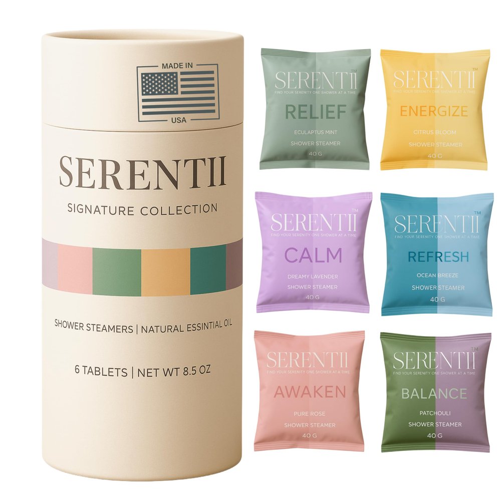 Serentii Aromatherapy Shower Steamers  6 Pack Variety  Stress Relief, Relaxation, Self Care Gifts for Women & Men, Perfect Birthday or Dad Gift