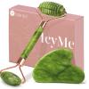 BAIMEI IcyMe Gua Sha and Jade Roller for Face, Natural Jade Face Roller with Ridge Design for Reducing Puffiness & Skin Firming,Facial Sculpting Tool, Self Care Gift for Women Men view 1