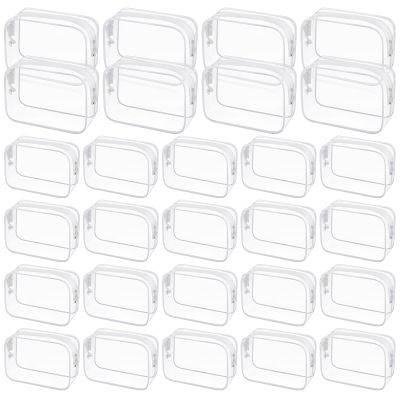 28 Pack Clear Cosmetic Bags Makeup Bags Bulk, Portable Waterproof Travel Toiletry Bag Organizer Plastic Toiletry Carry Pouch with Zipper, for Travel Women Men Bathroom Organizing, 7.1"x 4.7"x 2.4"