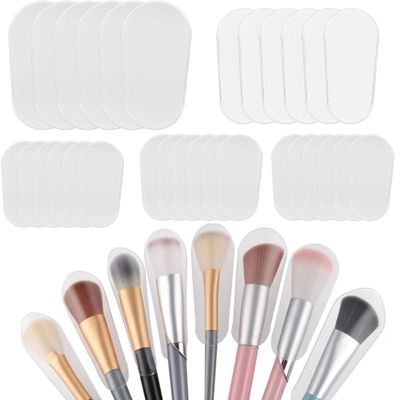 30 Pcs Makeup Brush Covers for Travel, Plastic Cosmetic Brush Protectors-Guard, Make Up Brush Cover Head Sleeves for Storage, Travel and Home