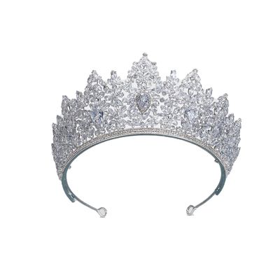 14K Gold Regal Moissanite Queen Bridal Crown, Handcrafted Crystal Wedding Headpiece & Hair Accessory, Premium Gift for Brides, Anniversary or Formal Galas (Style 2)