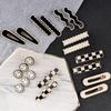 16 pack, black and white checkered, seamless wavy geometric duckbill clip, Korean style minimalist view 2