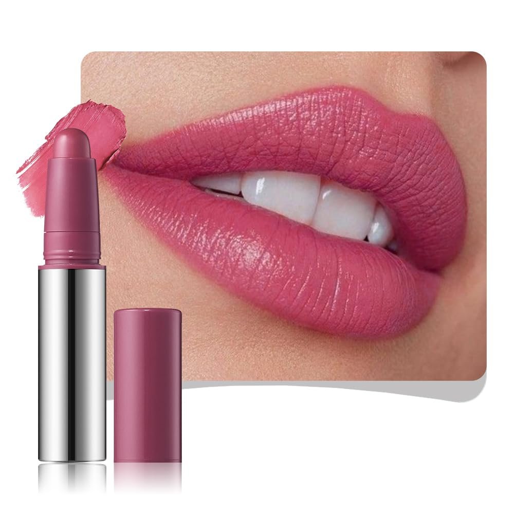 JUAAZIN Cerise Matte Lipstick Crayon - High Pigment Creamy Formula, Waterproof Long Lasting, Smooth Glide Application, Non-Sticklipstick, Ultra Thin Lightweight, Velvet Matte Lip Feel for Women 02#