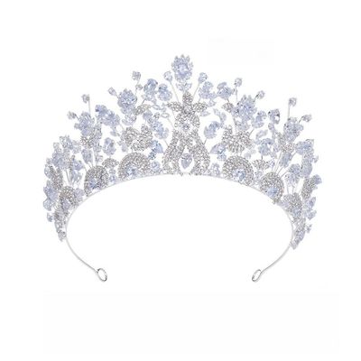14K Gold Regal Moissanite Queen Bridal Crown, Handcrafted Crystal Wedding Headpiece & Hair Accessory, Premium Gift for Brides, Anniversary or Formal Galas (Style 5)