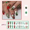 24Pcs Gowabory Christmas Nails Press onsChristmas Press on Nails Coffin Medium Fake Nails with Multicolor Glitter New Year Designs, Acrylic Artificial False Stick On Nails for Women Girls view 2