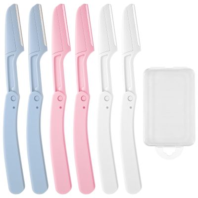 6 Pcs Razor for Women Face, Portable Multicolor Facial Razors Folding Eyebrows Shaver Gentle High Precision Eyebrow Razor Travel Set for Shaping Women Men Brows Facial Hair Removal