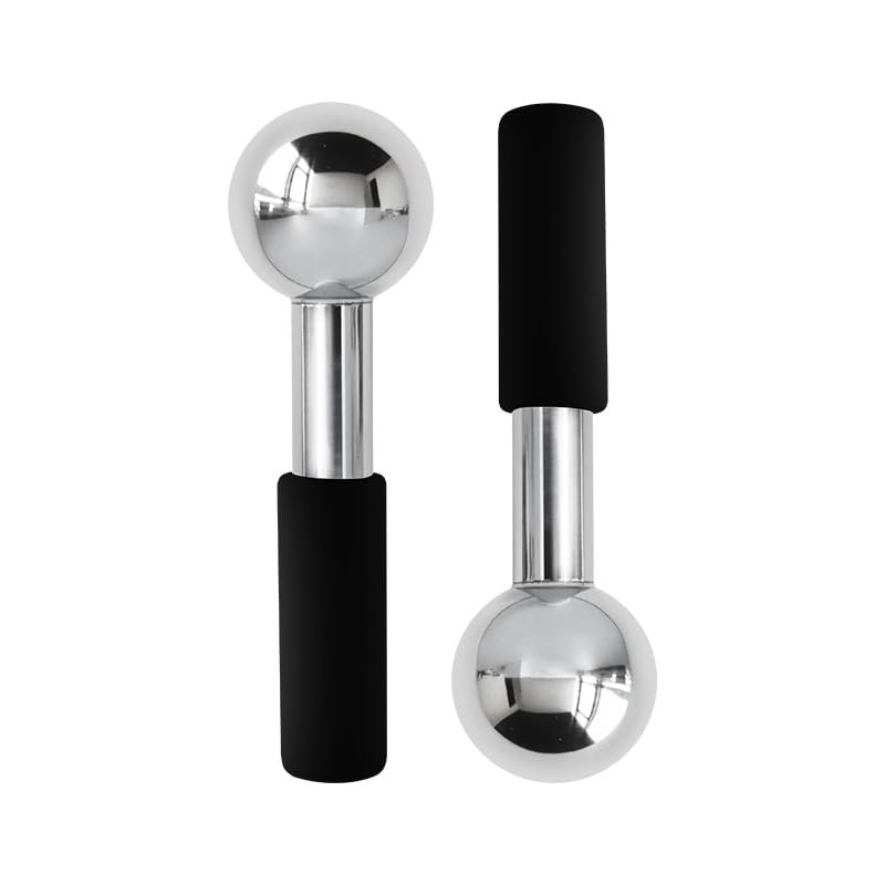 Betyura Ice Globes for Face & Eyes  Unbreakable Stainless Steel Cooling Cryo Sticks, Hot & Cold Facial Roller for Puffiness, Dark Circles & Daily SkincareBlack