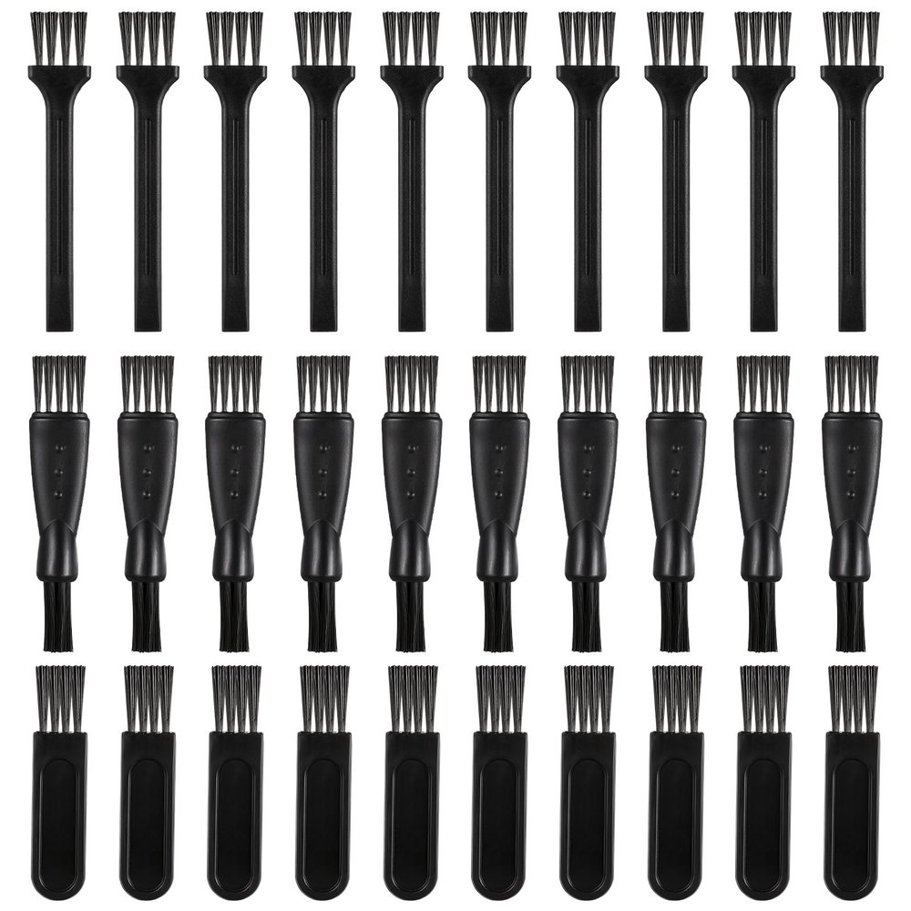 30 Pcs Electric Shaver Cleaning Brush 3 styles Double Sided, Long, Short Razor Brush Replacement for Trimmer Hair Clipper Keyboard Cleaning (Black)