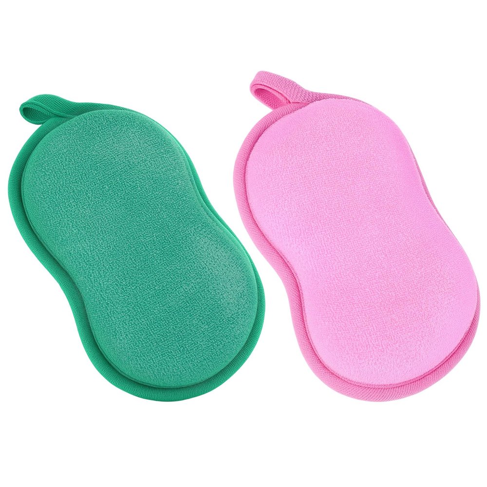2 Pcs Bath Sponges for Shower,Ymapinc Green and Pink Loofah Soft Bath Sponge, Reusable Body Sponge for Women & Men,Shower Sponges for Body, Exfoliating Soft Loofah for Sensitive Skin
