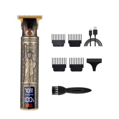 Vintage T9 Cordless 0mm Professional Hair Clippers Electric Trimmers for Men Clipper Hair Cutting Machine(Digital Display 23)