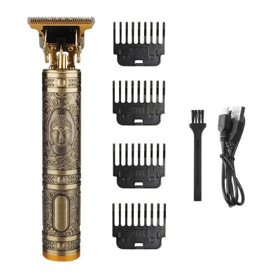 Vintage T9 Hair Cutting Machine Hair Clipper Professional Cutter Trimmer for Men Cordless Beard Trimmer USB for Barber Dragon(Metal buddha1)
