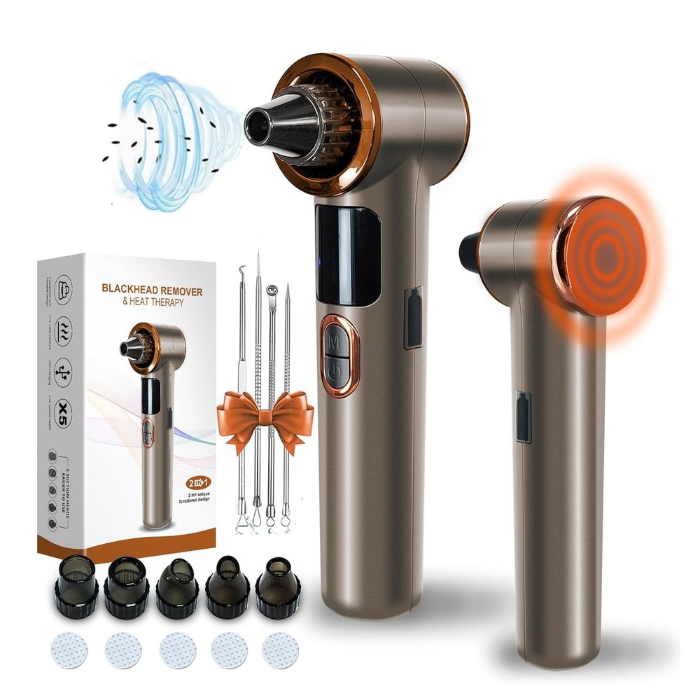 Blackhead Remover Vacuum with Heating, Blackhead Extractor 3 Adjustable Suction Levels 9 Modes, Pore Vacuum Blackhead Suction Remover, Comedone Extractor Kit for Deep