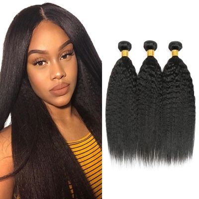 30 32 34 Inch Yaki Straight Bundles Human Hair 3 Bundles Brazilian Remy Hair 50 Grams/Bundle 10A Grade Unprocessed Virgin Hairs Kinky Straight Bundle Weaves Extensions for Black Women