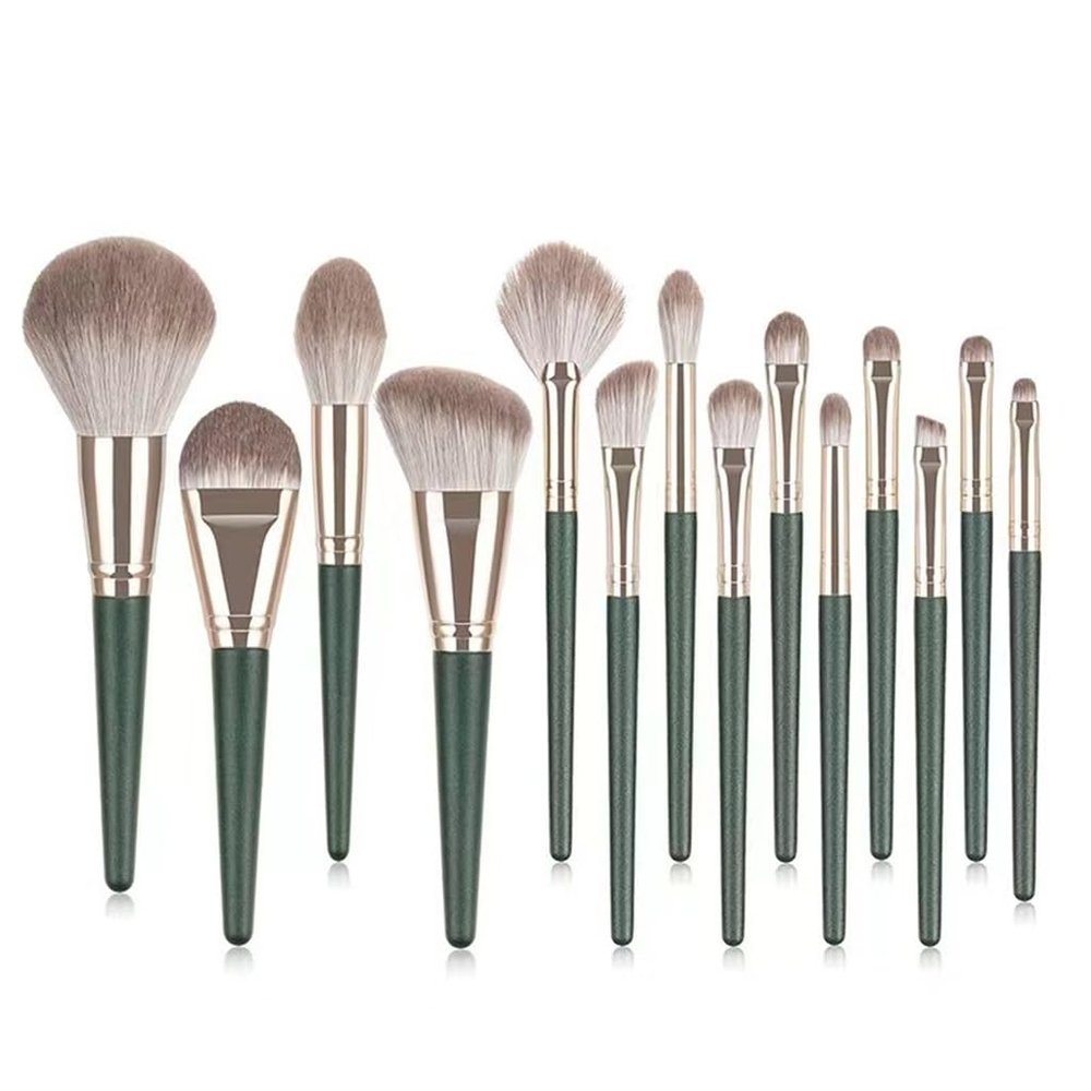 14pcs Green Cloud Makeup Brush Set Blush Eyeshadow Portable Beauty Tools