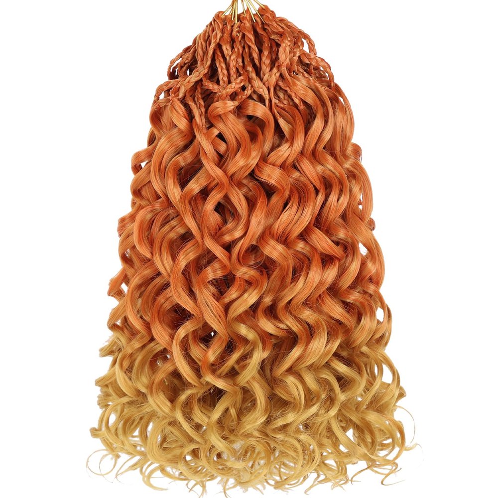 10 Inch Gogo Curl Crochet Hair 8 Packs Natural Black Ocean Wave Crochet Hair Deep Twist Pre-looped Goddess Box Braids Short Curly Water Wave Synthetic Braiding Hair for Women (16Strands/pack Torange#)