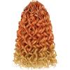 10 Inch Gogo Curl Crochet Hair 8 Packs Natural Black Ocean Wave Crochet Hair Deep Twist Pre-looped Goddess Box Braids Short Curly Water Wave Synthetic Braiding Hair for Women (16Strands/pack Torange#) view 1