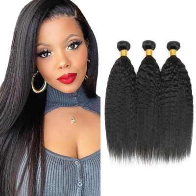 26 28 30 Inch Yaki Straight Bundles Human Hair 3 Bundles Brazilian Remy Hair 50 Grams/Bundle 10A Grade Unprocessed Virgin Hairs Kinky Straight Bundle Weaves Extensions for Black Women