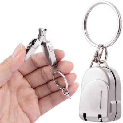 BEIQIYA Portable Mini Nail Clipper, Stainless Steel Keychain Nail Clipper Trimmers, Small Folding Fingernail Toenails Tools Accessories for Backpack Handbag Travel Men Women- Silver