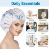 6 PCS Shower Caps for Women, Double Side Waterproof Shower Cap, Reusable Elastic Bath Caps for Shower, EVA Bathing Shower Caps, Bath Hair Caps - Paw view 3
