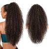 REECHO Ponytail Extension - 26" Long Curly 2-in-1 Claw Clip & Drawstring Ponytail Hair Extensions 100% Super Protein Pony Tail Hairpieces for Women - Chocolate Brown with Golden Highlights view 1