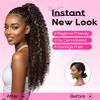 REECHO Ponytail Extension - 26" Long Curly 2-in-1 Claw Clip & Drawstring Ponytail Hair Extensions 100% Super Protein Pony Tail Hairpieces for Women - Chocolate Brown with Golden Highlights view 4