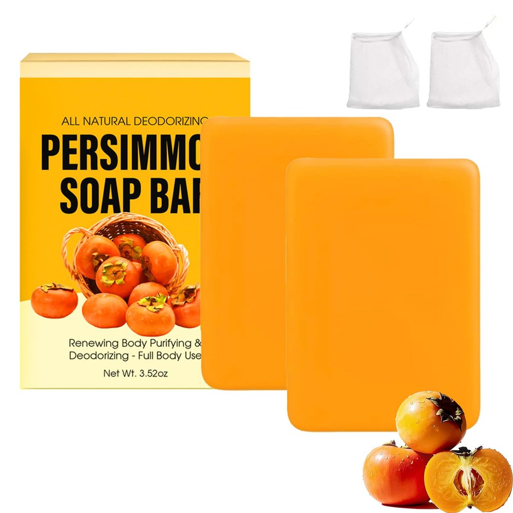 Deodorizing Persimmon Soap, Japanese Persimmon Soap, ersimmon oap for Old People Smell, Handmade Natural Soaps for Better Skin, Made for Sensitive & Mature Skin (2)