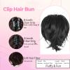 10 Inch Claw Clip Extension, Straight Messy Bun Fake Hair Piece,Claw Clip Short Ponytail Extension for Women Thick Fluffy Hairpieces (Natural Black) view 2