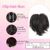 10 Inch Claw Clip Extension, Straight Messy Bun Fake Hair Piece,Claw Clip Short Ponytail Extension for Women Thick Fluffy Hairpieces (Black Brown) view 2