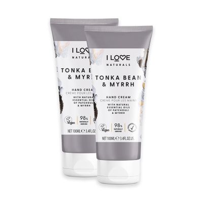 I LOVE Naturals Tonka Bean and Myrrh Hand Lotion - Hand Cream for Dry Skin - Moisturizing Lotion with Shea Butter, Coconut and Essential Oils - 2 pc