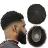 4MM Afro Curly Toupee Human Hair Units for Black Men Weave Hairpieces African American Man Wave Coily Hair Replacement System (Thin Skin Afro, 4MM Wave-1B# Off Black) view 1