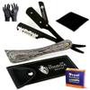 Kingsfolk Professional Straight Razor Kit for Men  Wooden Handle Razor with 100 Platinum Blades, Leather Case, Nitrile Gloves & Cleaning Cloth  Barber Grade Wet Shave Set view 1