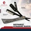 Kingsfolk Professional Straight Razor Kit for Men  Wooden Handle Razor with 100 Platinum Blades, Leather Case, Nitrile Gloves & Cleaning Cloth  Barber Grade Wet Shave Set view 2