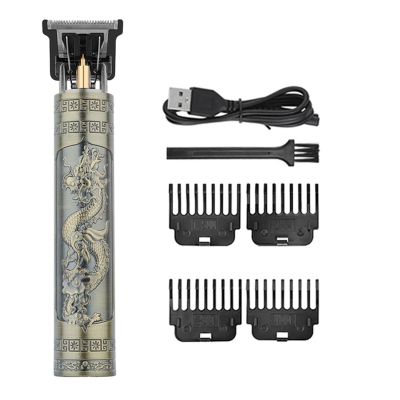 Vintage T9 Electric Cordless Hair Cutting Machine Professional Hair Barber Trimmer for Men Clipper Shaver Beard Lighter(Plastic dragon2)
