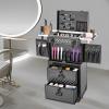 Cosmetology Case on Wheels, Rolling Makeup Train Case Nail Travel Case for Nail Tech, Professional Rolling Makeup Case with 2 Drawers, Lockable Makeup Train Case for Make Up Hairstylists Nail Tech view 2