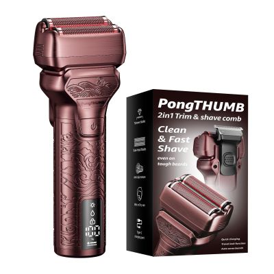 Men Electric Foil Shaver - Rechargeable Cordless Razor with Pop-Up Trimmer, LED Display & Premium Metal Handheld Body