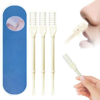 3PCS Nasal Hair Cutter,2026 New Manual 360 Rotating Nostril Hair Removal Tool Double Sided Nose Hair Blade,Nose Hair Trimmer with Ear Picker for Women Men Travel Essentials (Beige)