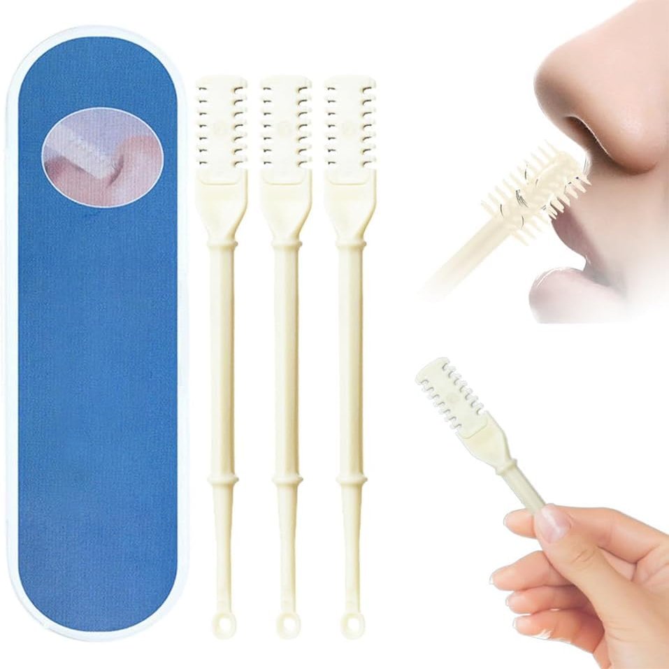 3PCS Nasal Hair Cutter,2026 New Manual 360 Rotating Nostril Hair Removal Tool Double Sided Nose Hair Blade,Nose Hair Trimmer with Ear Picker for Women Men Travel Essentials (Beige)