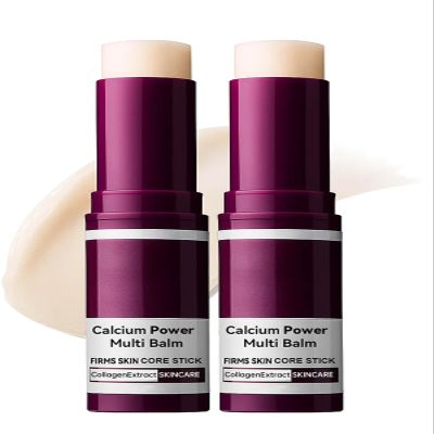 2PCS Calcium Multi Balm Stick, Anti-Wrinkle Collagen Balm for Firming, Lifting & Hydrating Skin, Reduces Sagging & Fine Lines on Eyes, Neck & Face, Reduces Sagging & Fine Lines