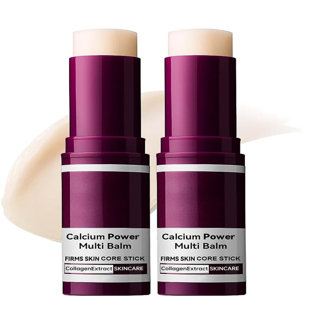 2PCS Calcium Multi Balm Stick, Anti-Wrinkle Collagen Balm for Firming, Lifting & Hydrating Skin, Reduces Sagging & Fine Lines on Eyes, Neck & Face, Reduces Sagging & Fine Lines