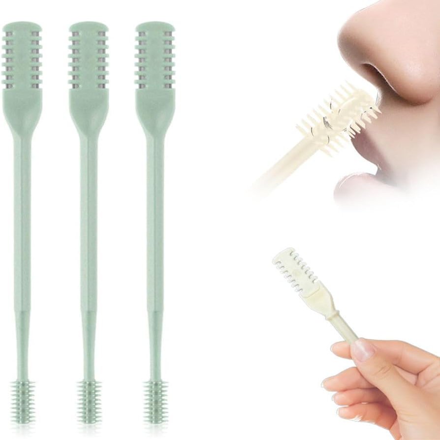 3PCS Nasal Hair Cutter,2026 New Manual 360 Rotating Nostril Hair Removal Tool Double Sided Nose Hair Blade,Nose Hair Trimmer with Ear Picker for Women Men Travel Essentials (Green)