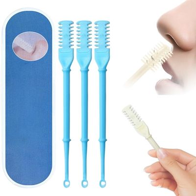 3PCS Nasal Hair Cutter,2026 New Manual 360 Rotating Nostril Hair Removal Tool Double Sided Nose Hair Blade,Nose Hair Trimmer with Ear Picker for Women Men Travel Essentials (Blue)