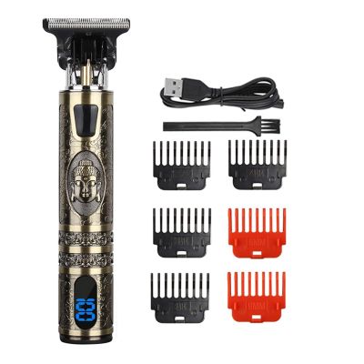 T9 0mm USB Electric Hair Cutting Machine Rechargeable Hair Clipper Professional Man Shaver Beard Trimmer for Men Barber(BuddhaLCD)