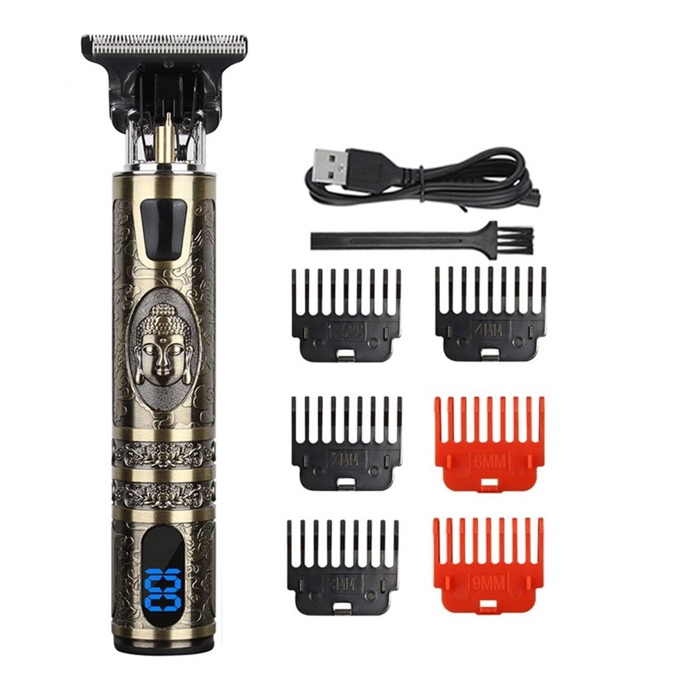 T9 0mm USB Electric Hair Cutting Machine Rechargeable Hair Clipper Professional Man Shaver Beard Trimmer for Men Barber(BuddhaLCD)