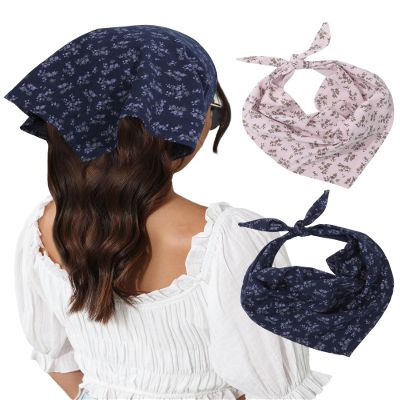 Molans Cotton Floral Hair Scarf, 2PCS Triangle Head Bandanas for Women Girl