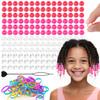 160Pcs 10mm Small Silicone Beads for Hair Braids, Soft Jellyish Pony Hair Beads with 5mm Hole + 50 Rubber Bands and 1 Beader for Braiding, DIY Bracelets Necklaces Crafts (Dark Pink) view 1